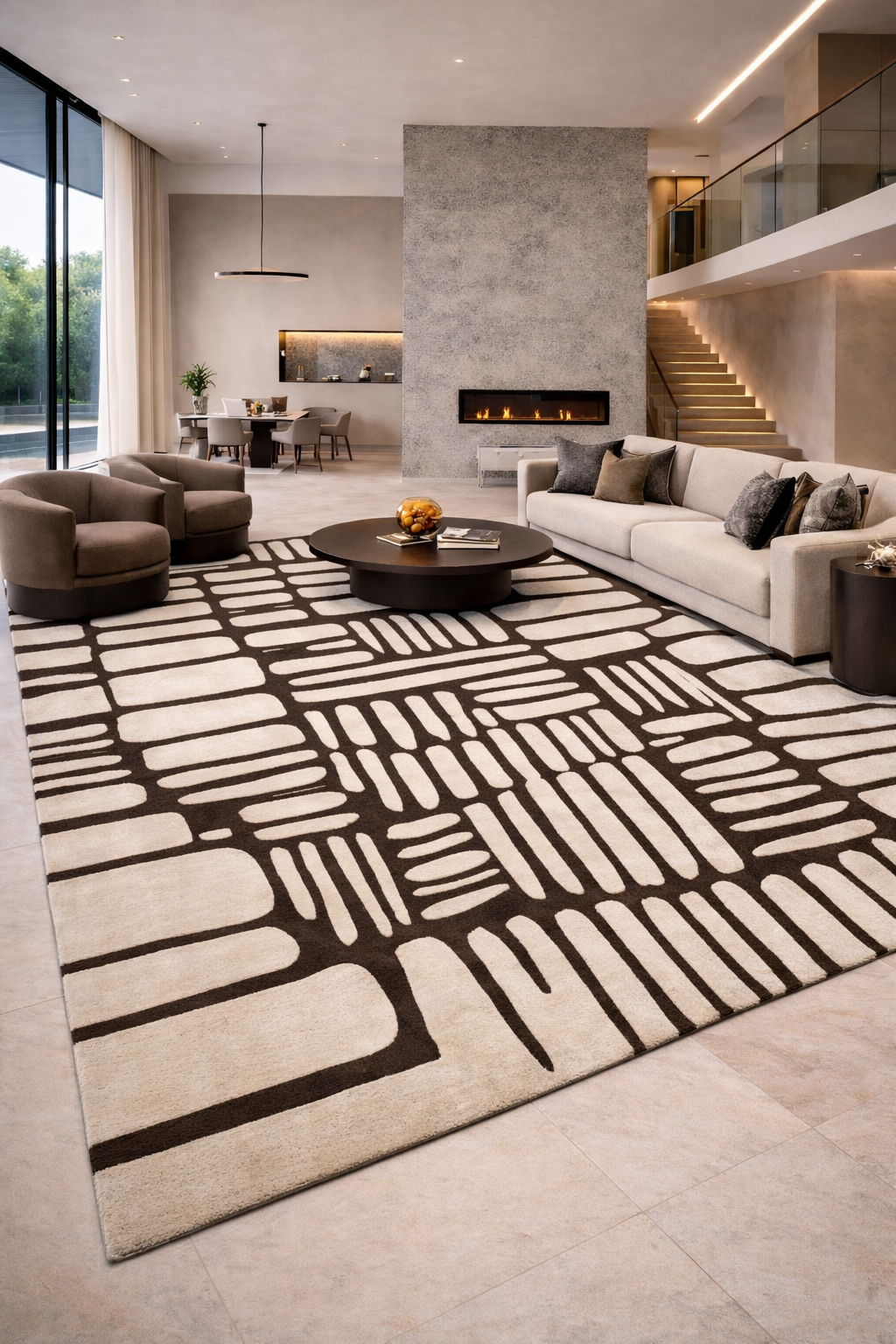Terra Composition – Geometric rug in cream & brown