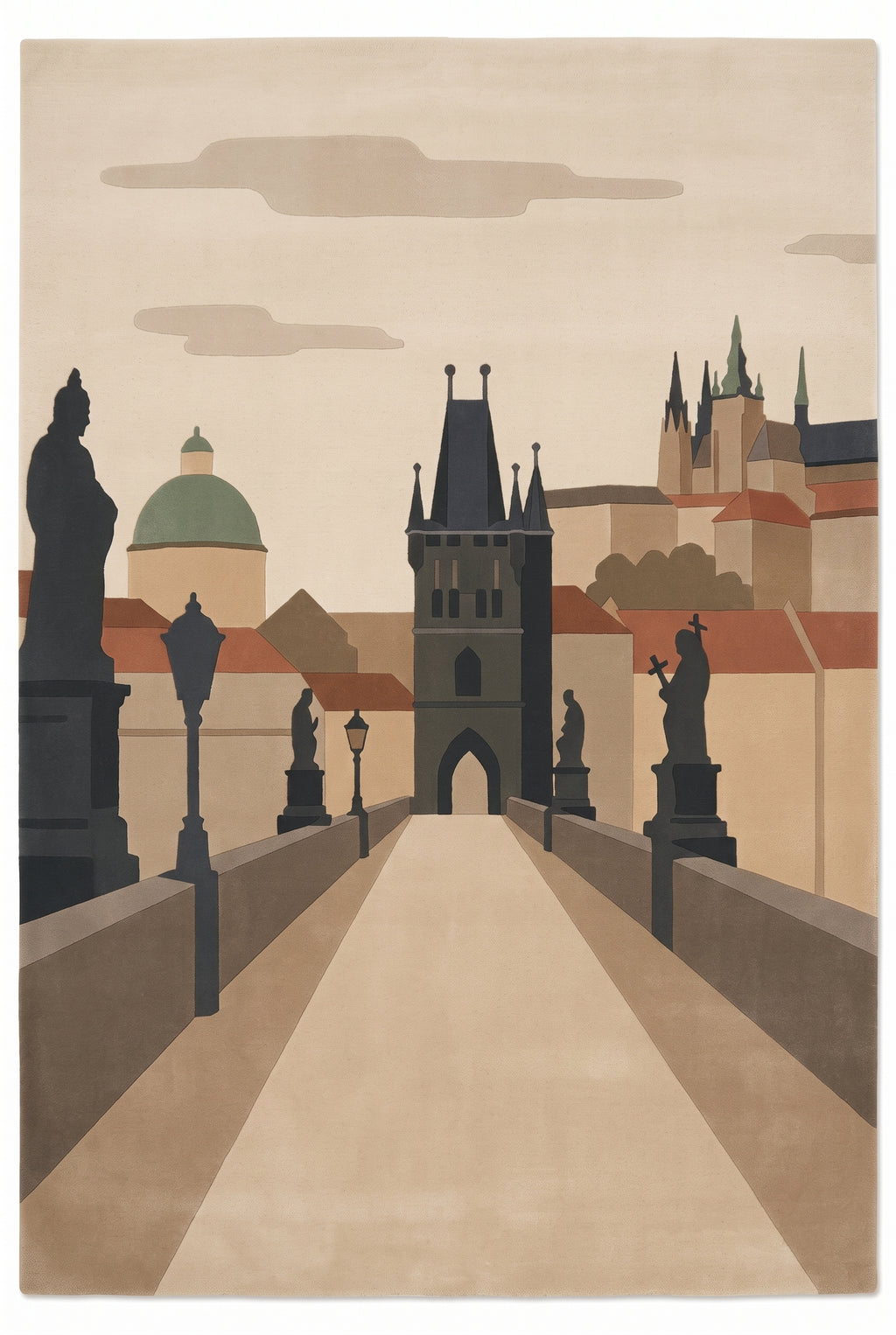 Prague Charles Bridge – Handgetufteter Designteppich