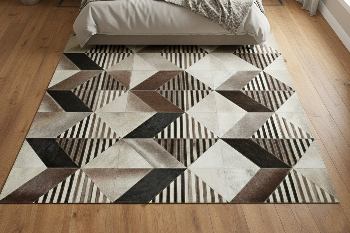 Prism Stripes – Patchwork leather rug