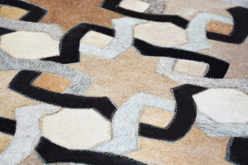 Geometric Links – Patchwork leather rug