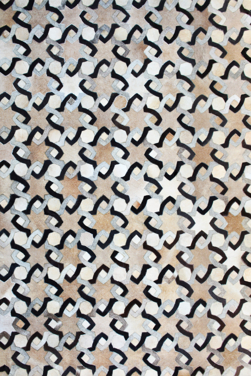 Geometric Links – Patchwork leather rug