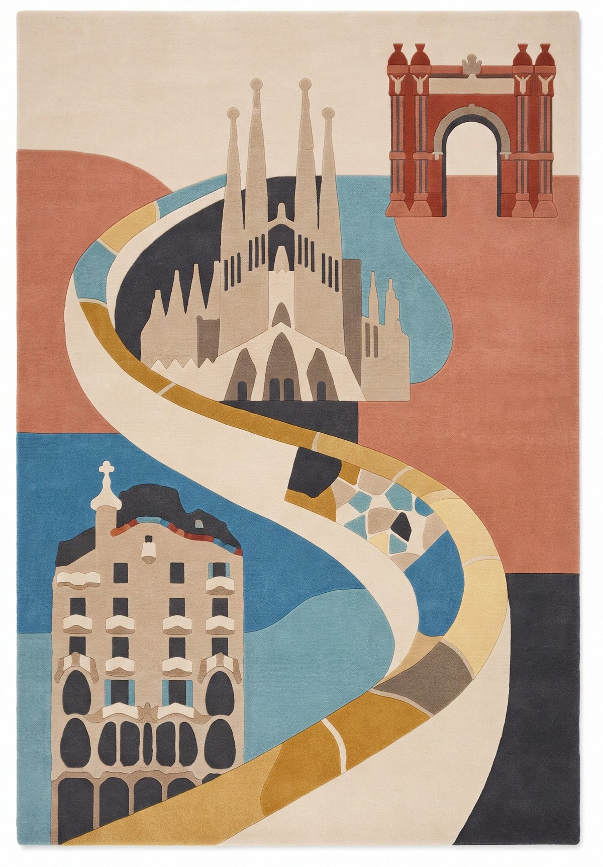 Barcelona Icons – Handgetufteter Designteppich