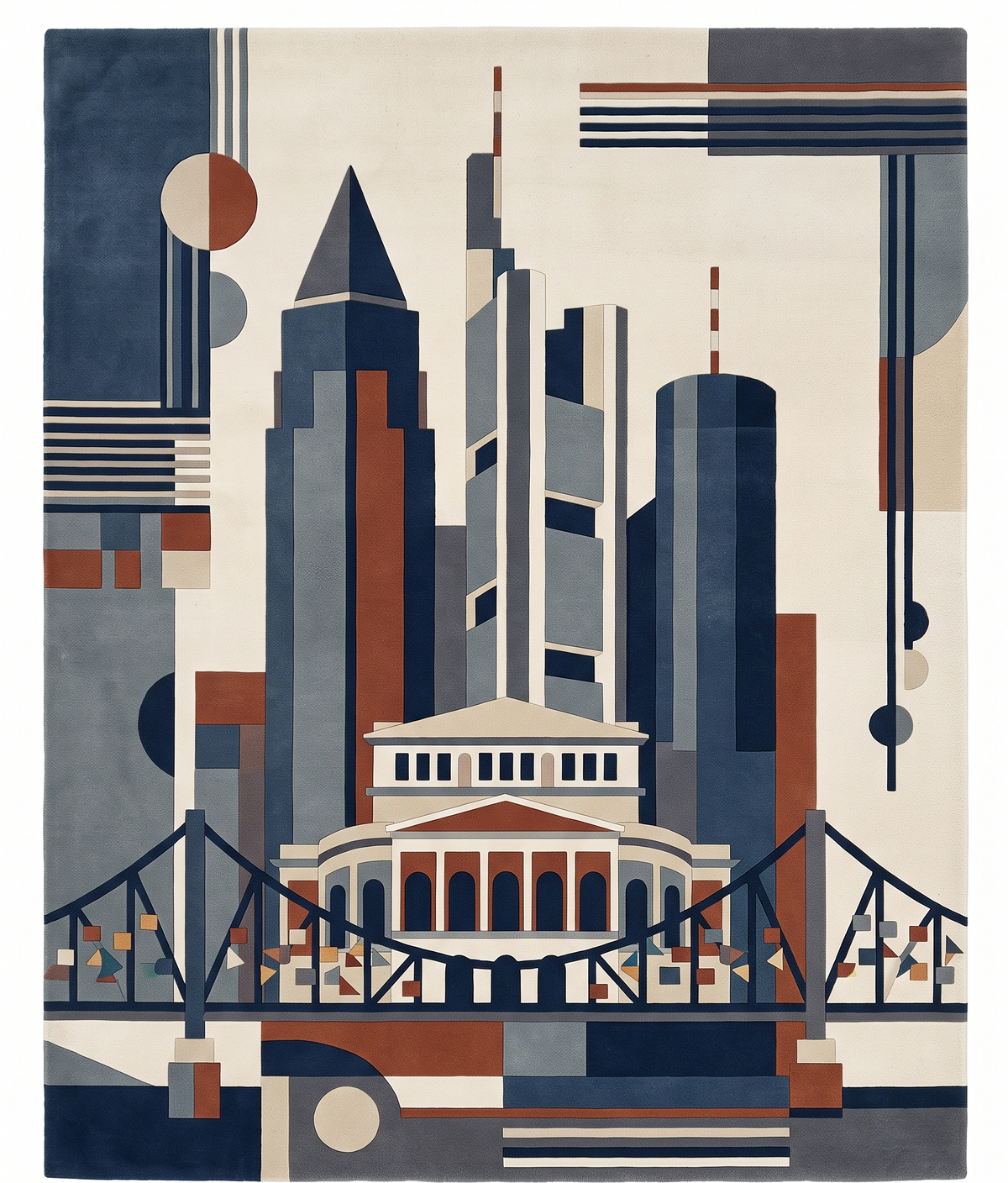 Frankfurt Skyline – Handgetufteter Designteppich