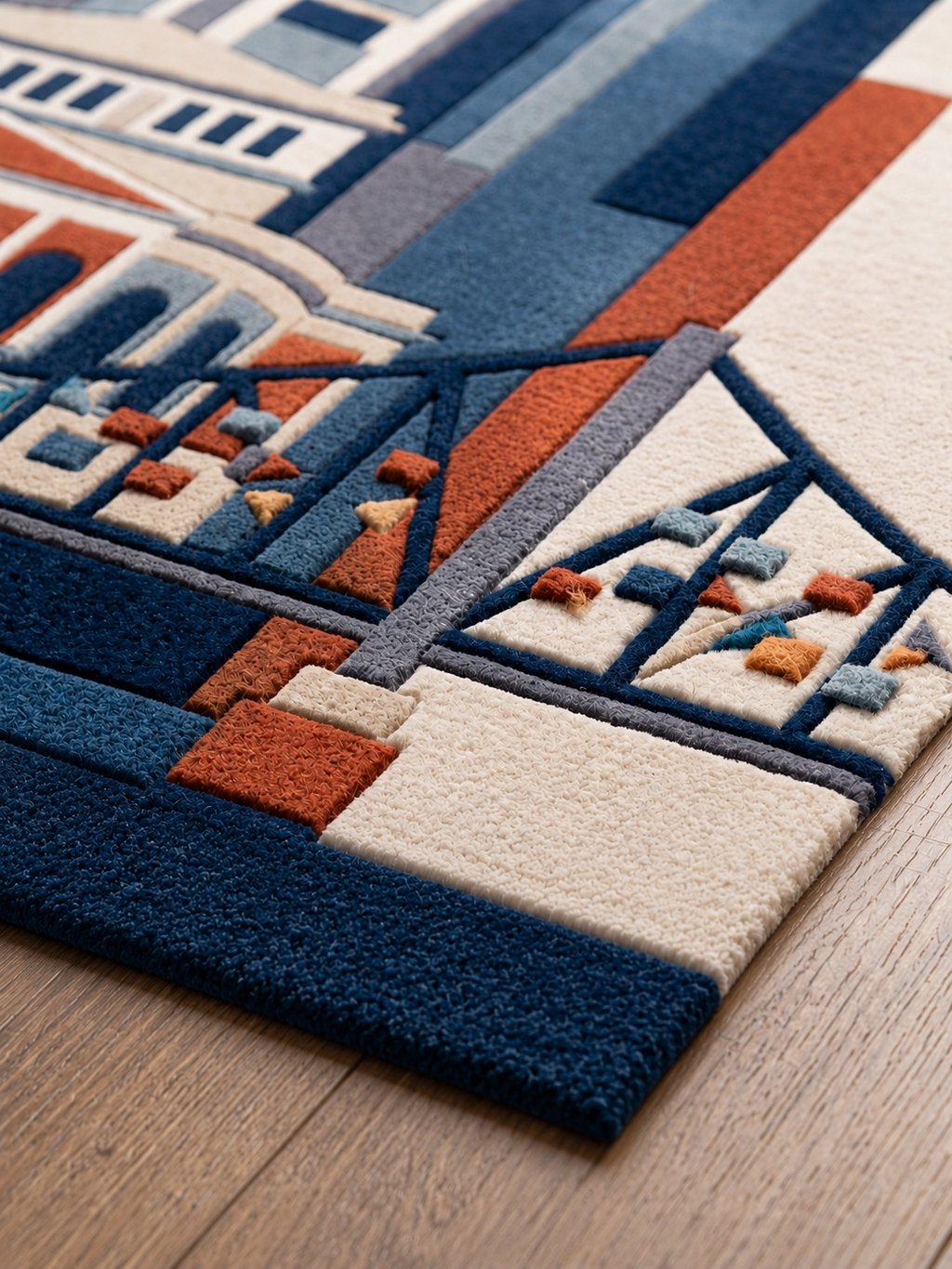 Frankfurt Skyline – Handgetufteter Designteppich