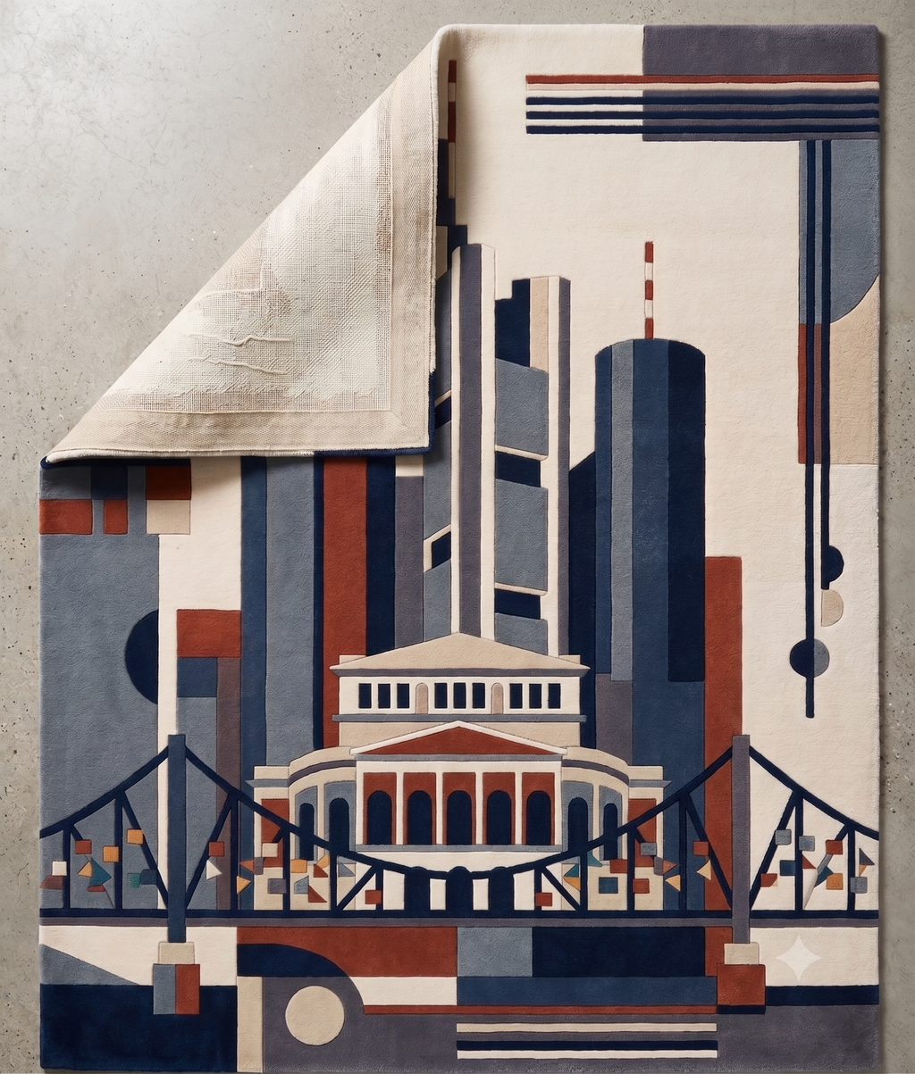 Frankfurt Skyline – Handgetufteter Designteppich