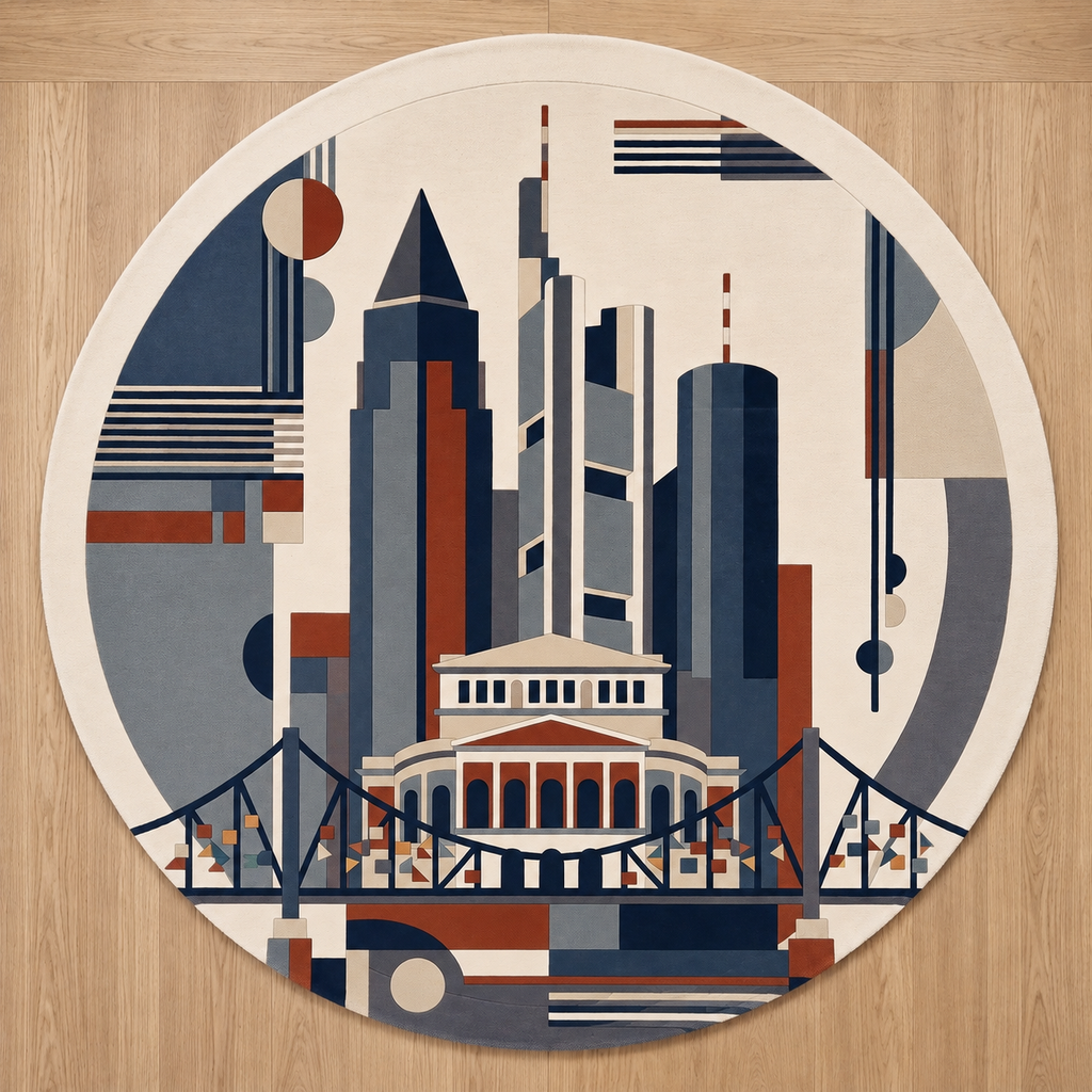 Frankfurt Skyline – Handgetufteter Designteppich