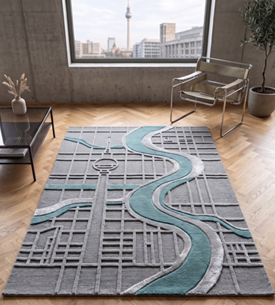 Berlin Riverlines – Handgetufteter Designteppich