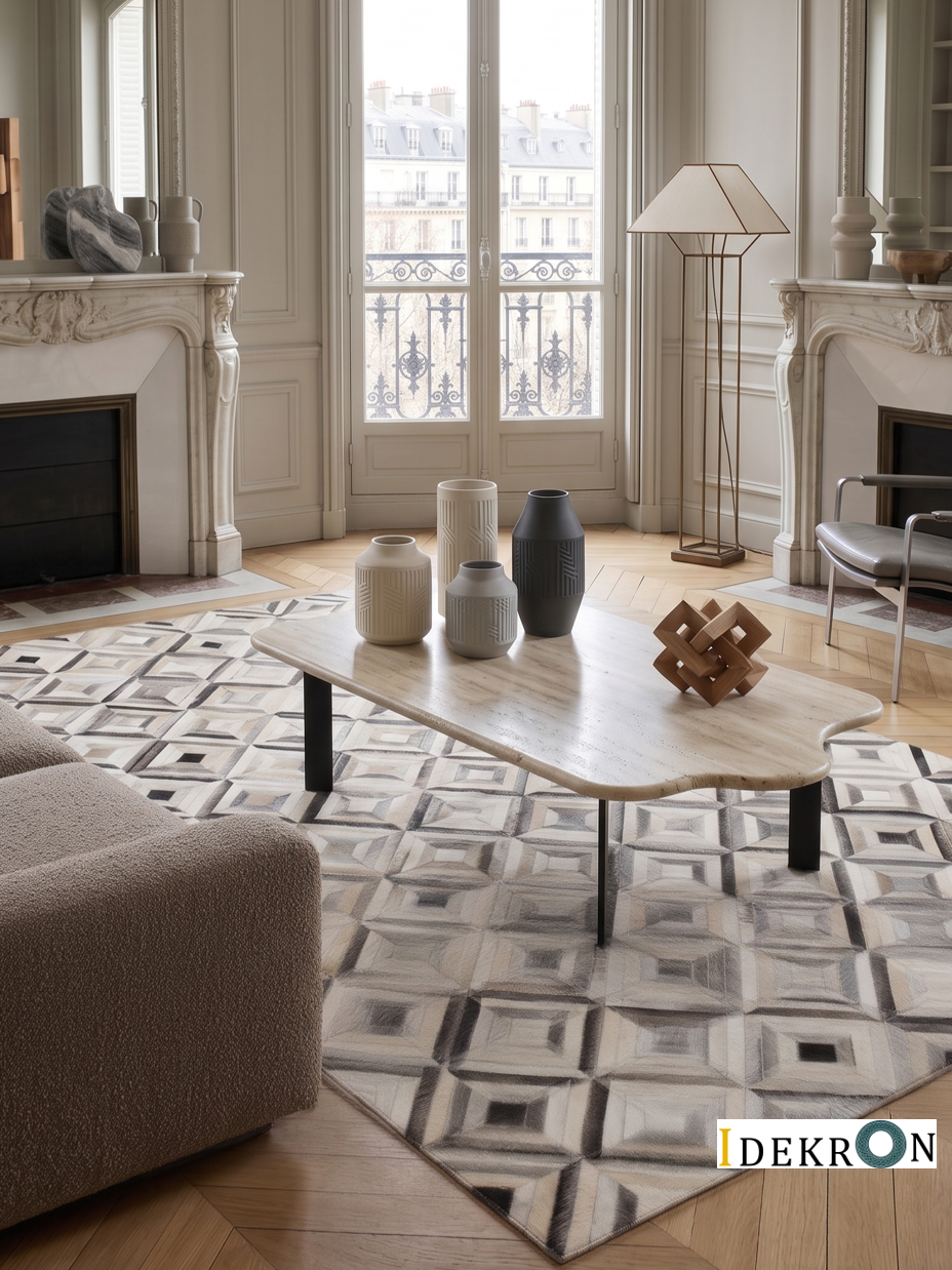 Diamond Composition – Patchwork leather rug