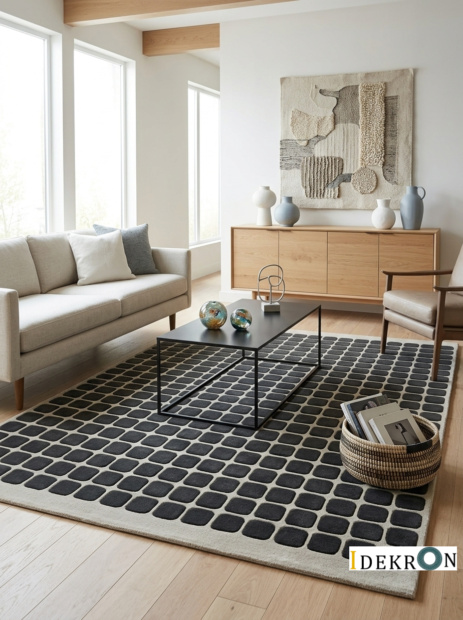 Sage Mosaic – Wool rug with a tile pattern
