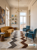 Chevron Harmony – Patchwork-Lederteppich