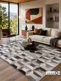 Cubic Frame – Patchwork-Lederteppich mit 3D-Muster