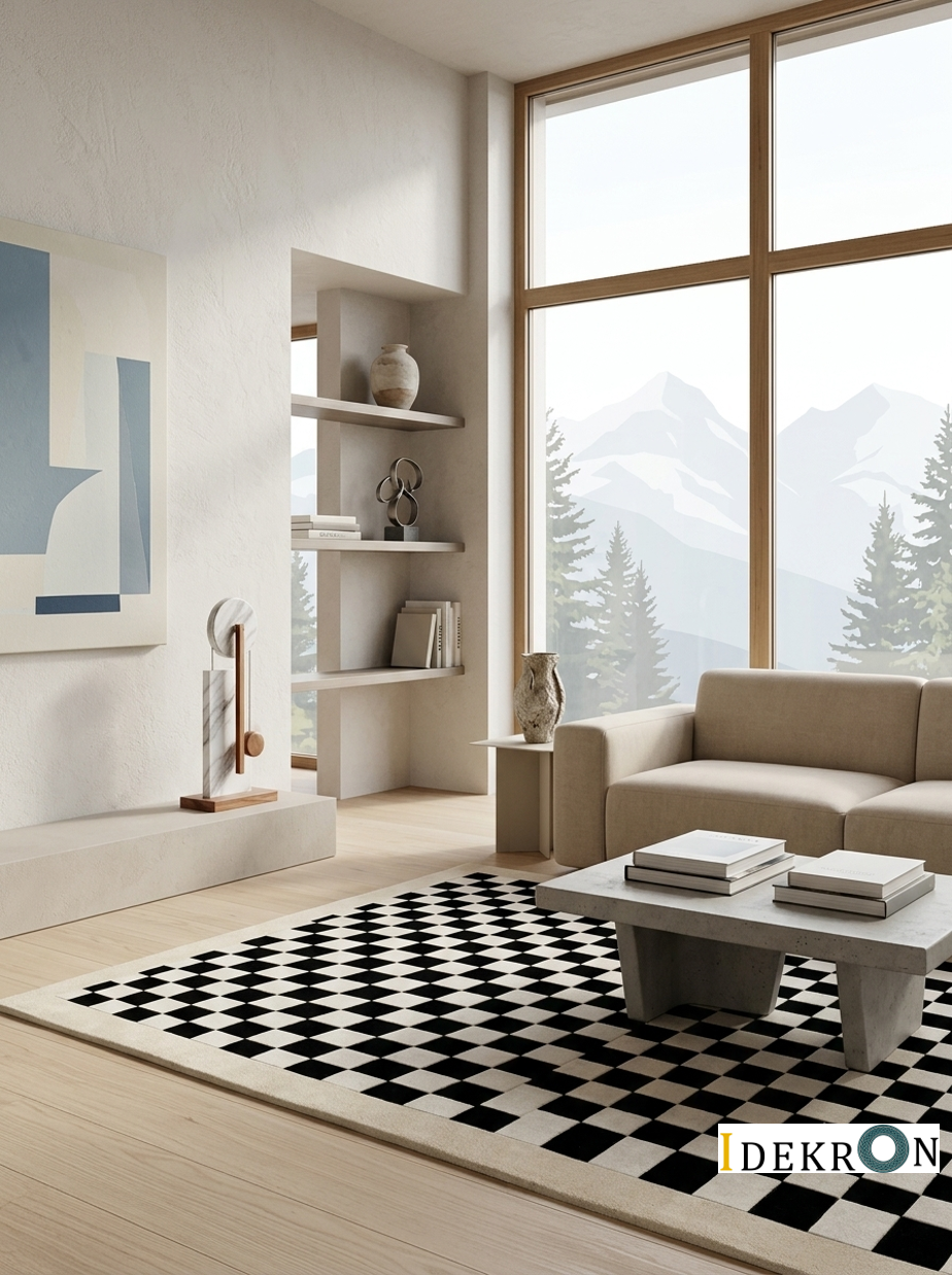 Classic Checkerboard – Wool rug in black & cream