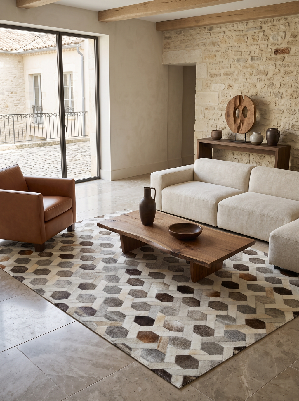 Cubic Interlace – Patchwork-Lederteppich