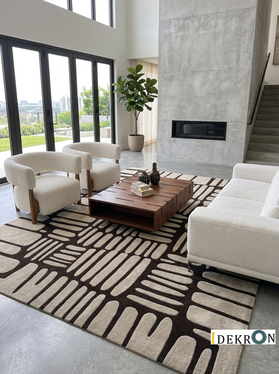 Terra Composition – Geometric rug in cream & brown