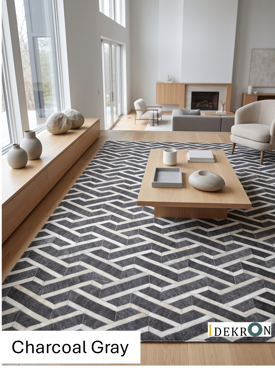 Chevron Perspective – Patchwork leather rug
