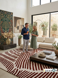 Organic Lines – Wool rug in terracotta & cream