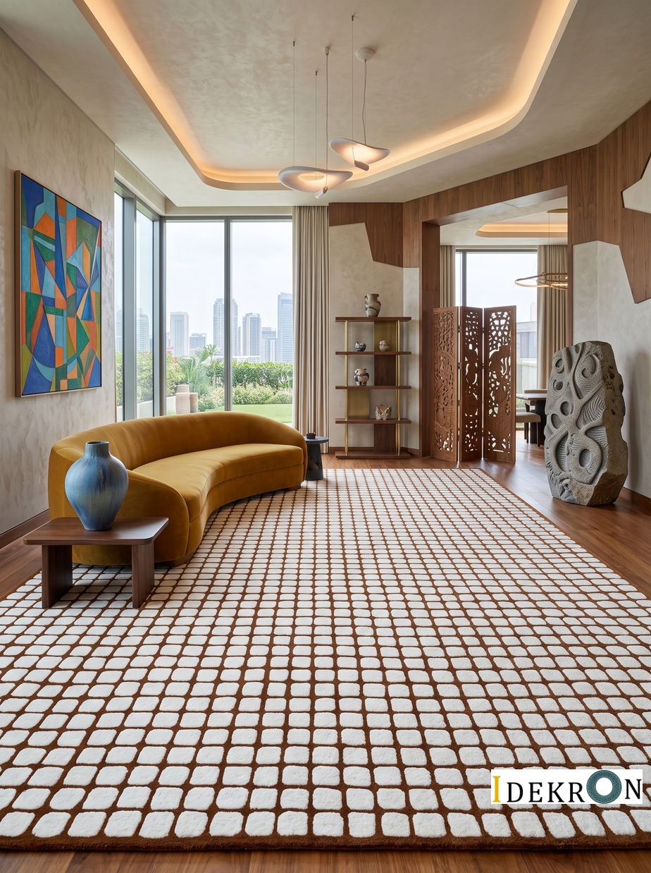 Terra Grid – Wollteppich mit geometrischem Gittermuster