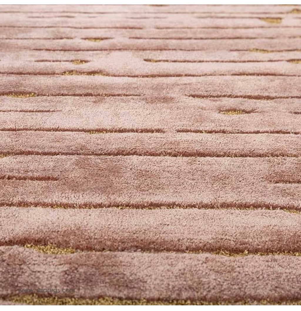 Rose Traces – Abstract rug in dusty rose & gold