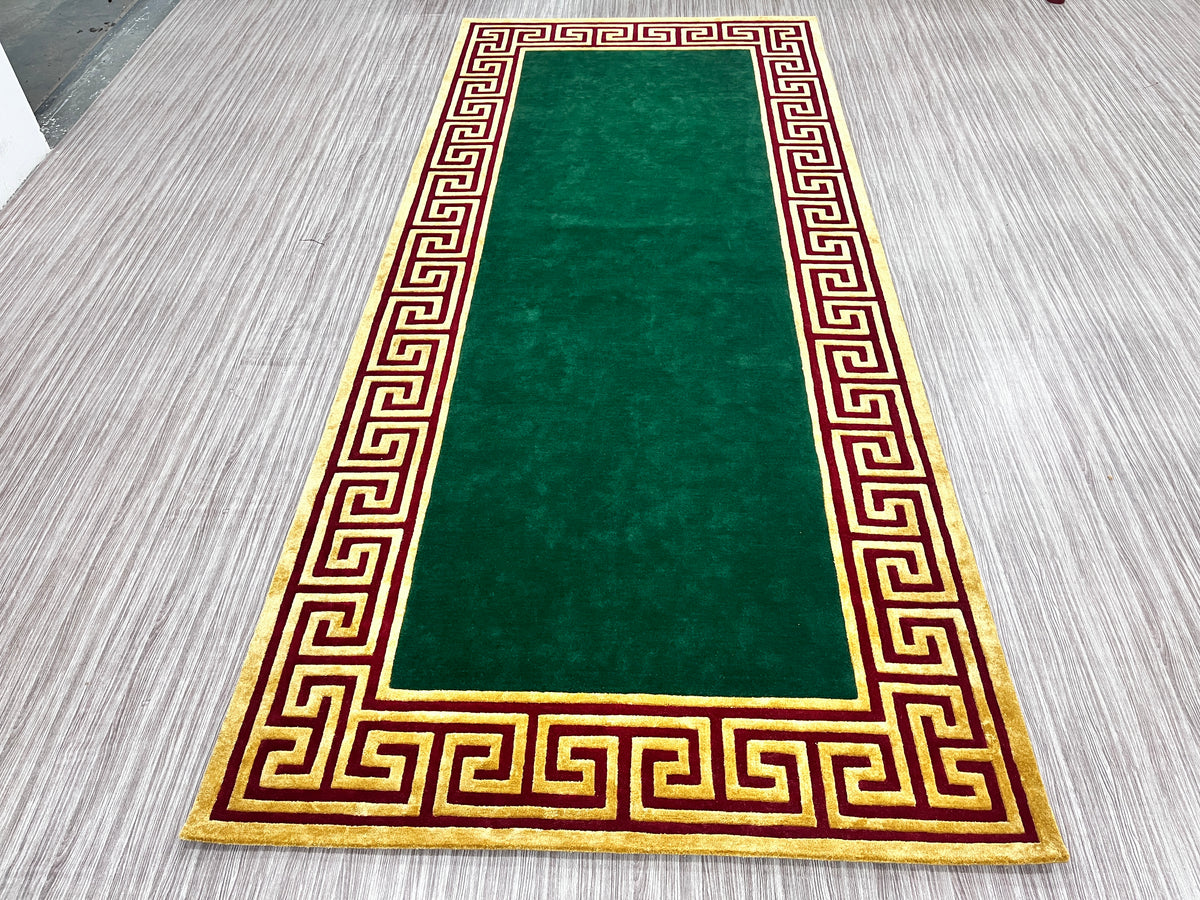 Emerald Meander – Handgetufteter Teppichläufer