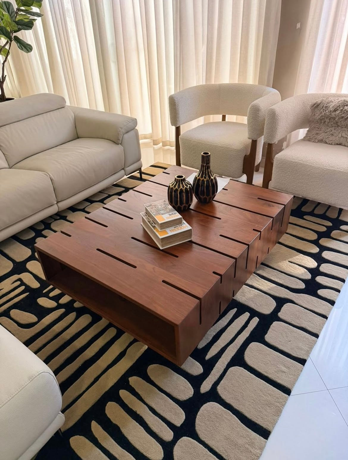 Terra Composition – Geometric rug in cream & brown