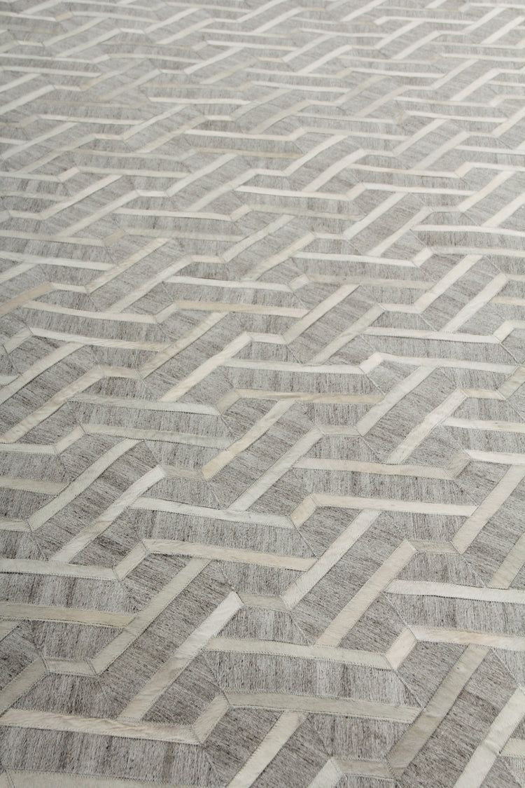 Chevron Perspective – Patchwork leather rug