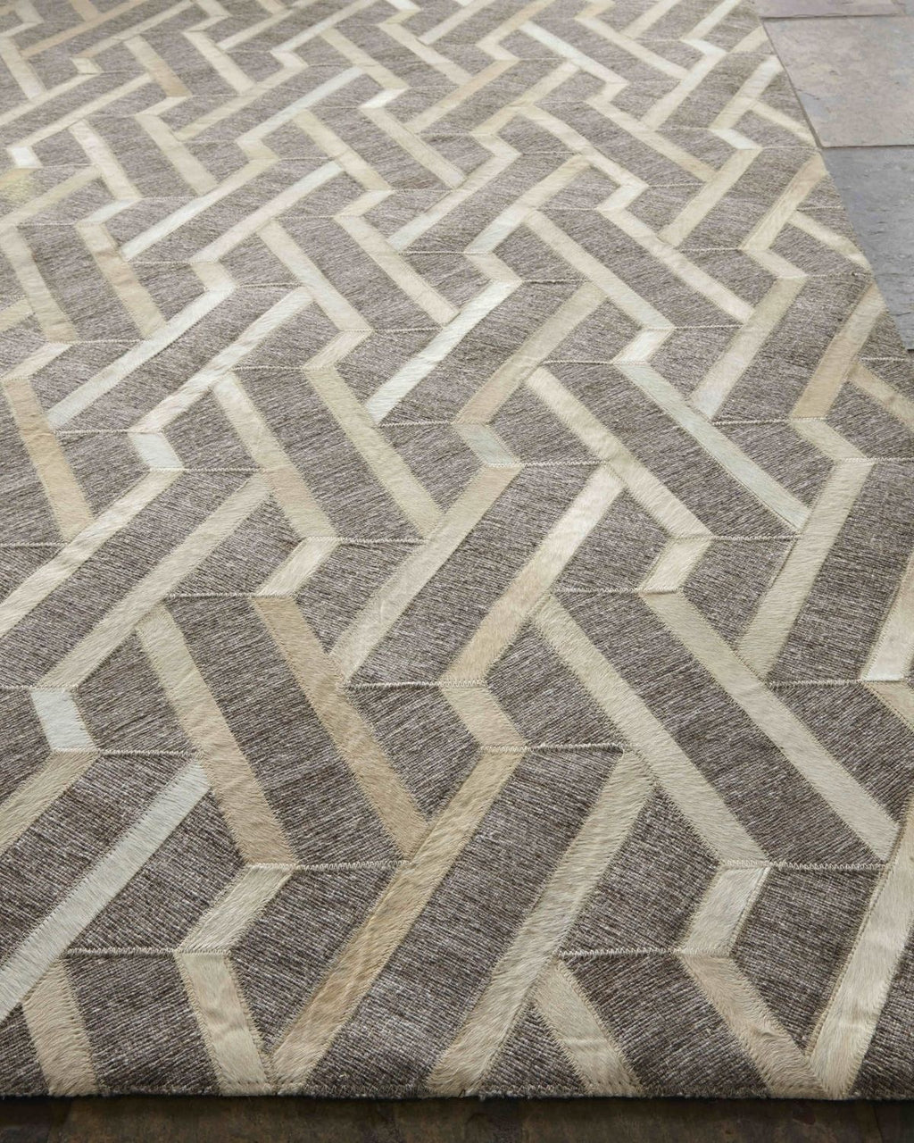 Chevron Perspective – Patchwork-Lederteppich