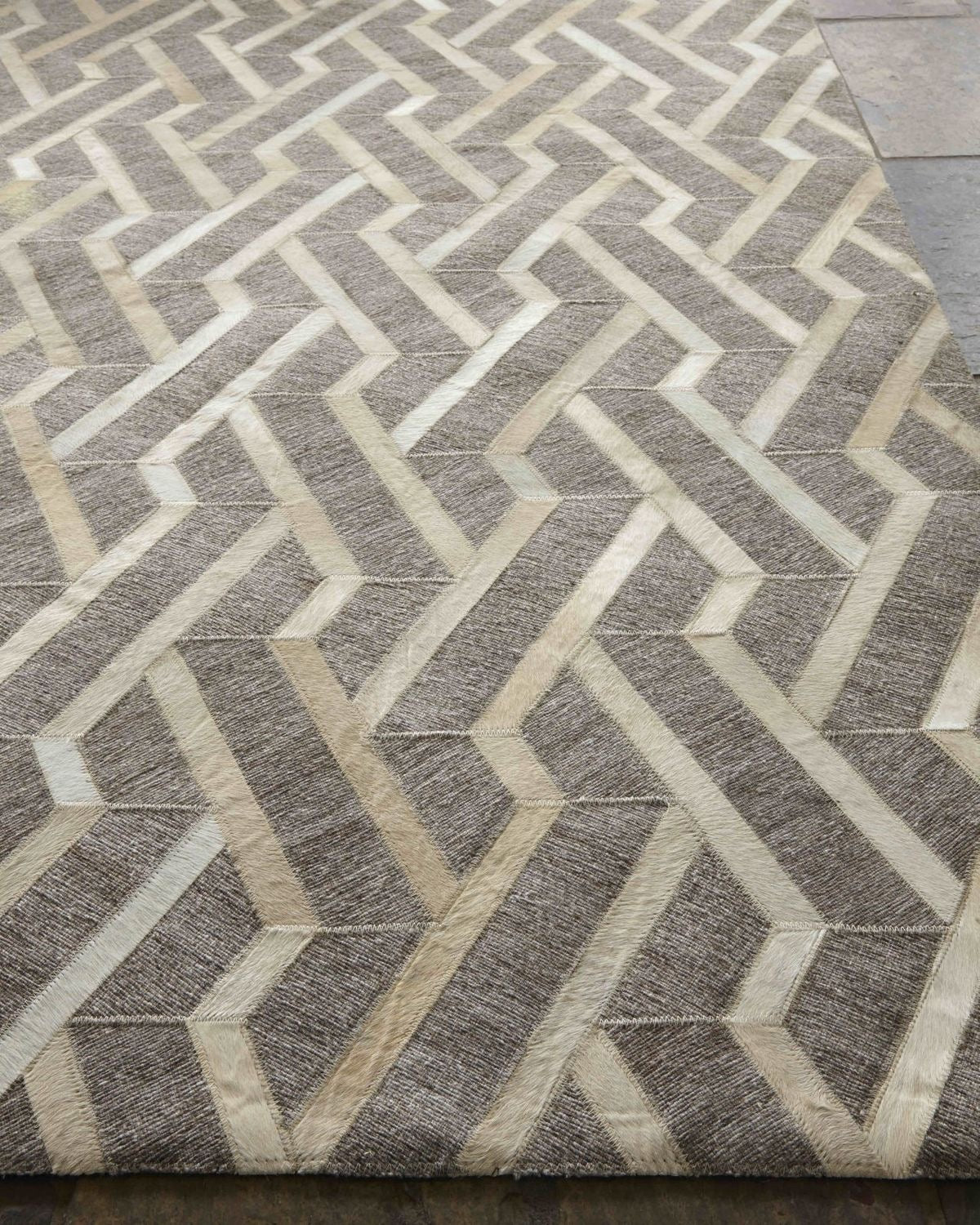 Chevron Perspective – Patchwork-Lederteppich