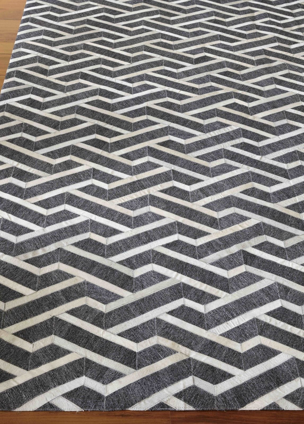 Chevron Perspective – Patchwork-Lederteppich