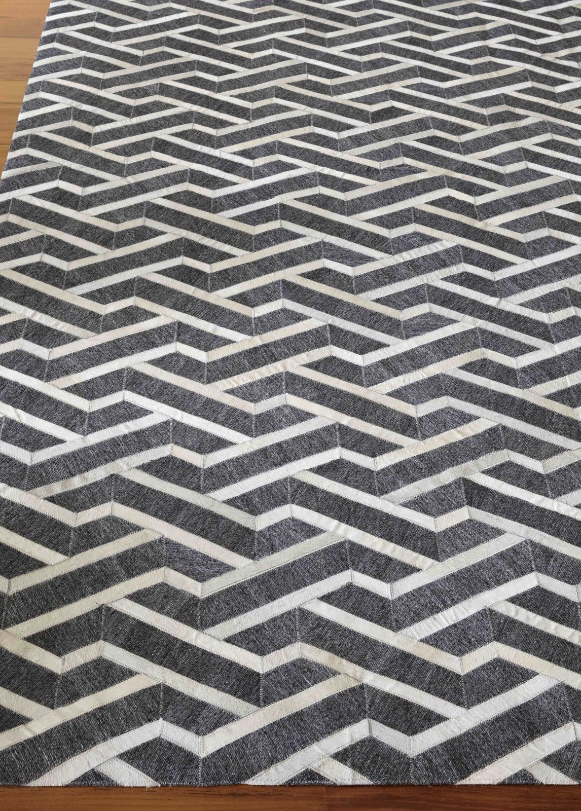 Chevron Perspective – Patchwork-Lederteppich
