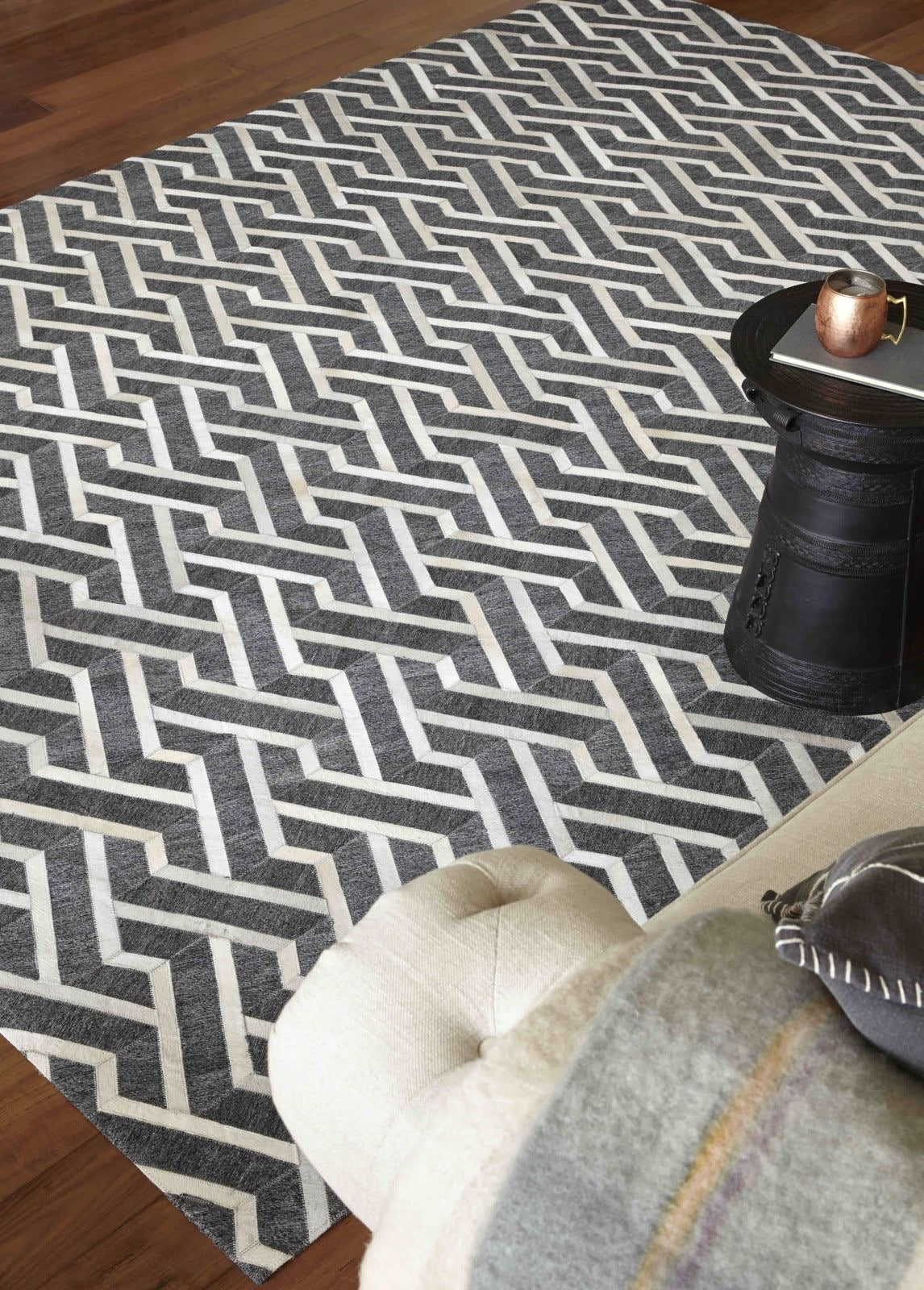 Chevron Perspective – Patchwork-Lederteppich