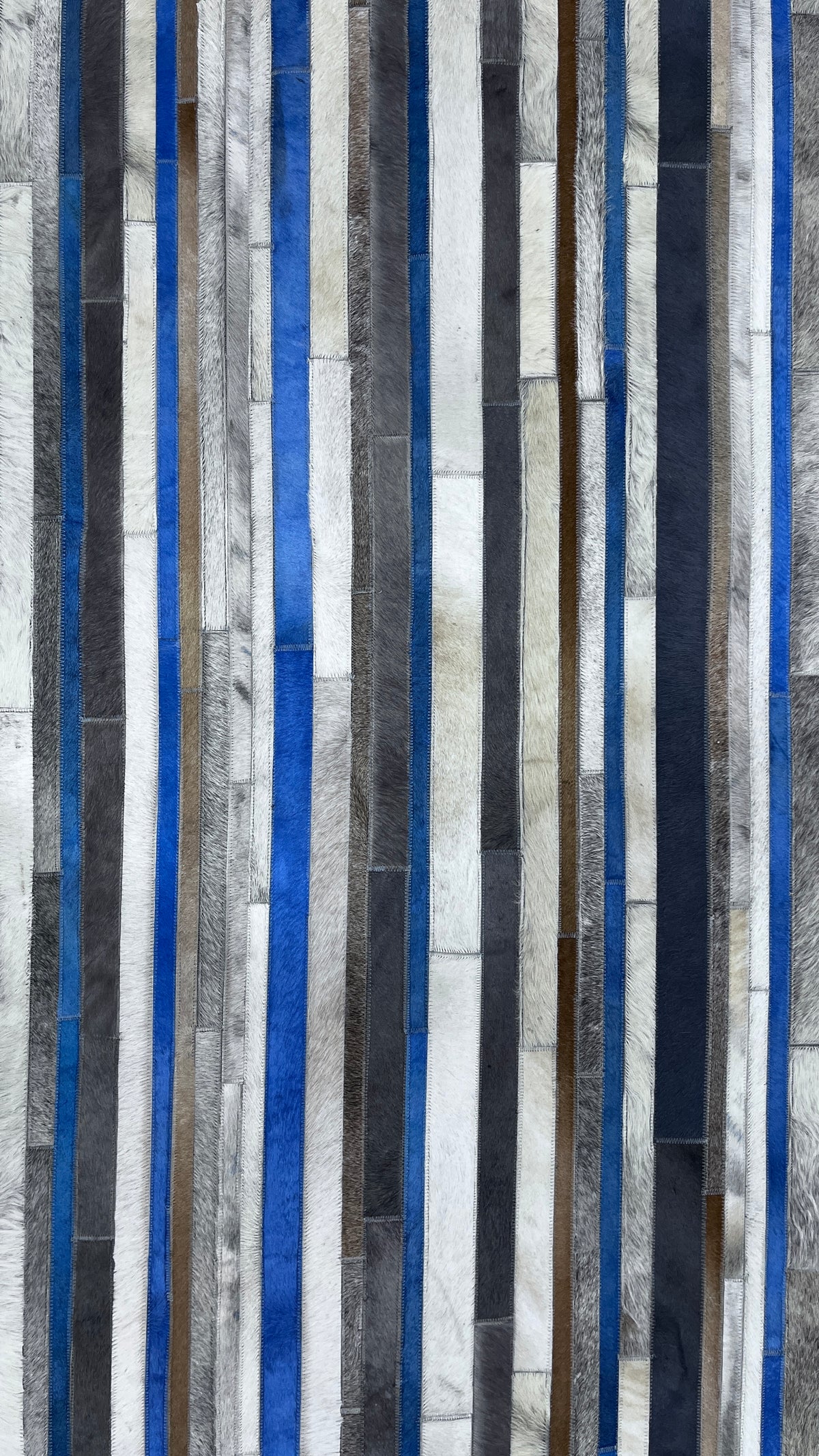 Cobalt Stripes – Patchwork leather rug