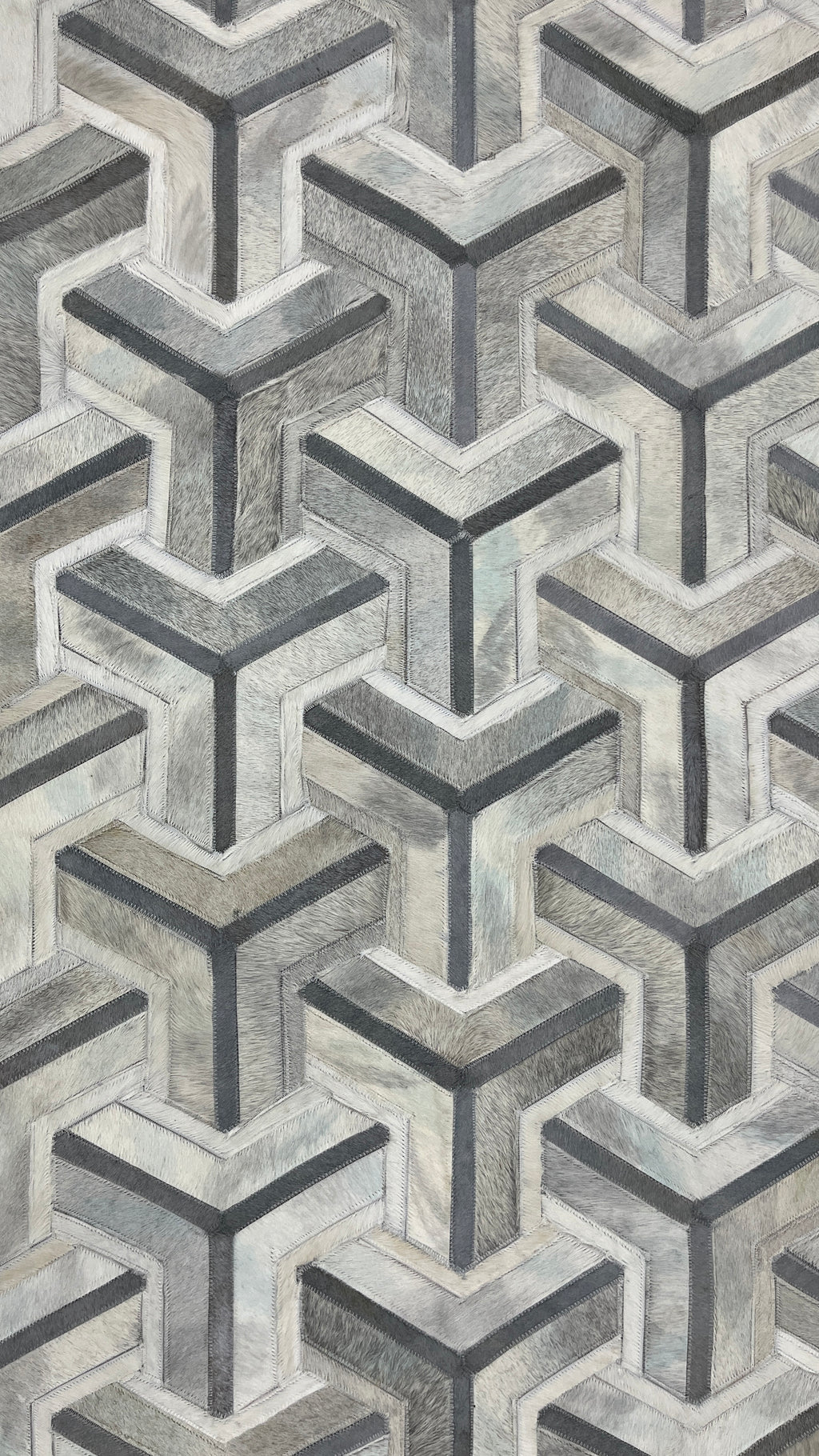 Grey Junction – Geometric patchwork leather rug