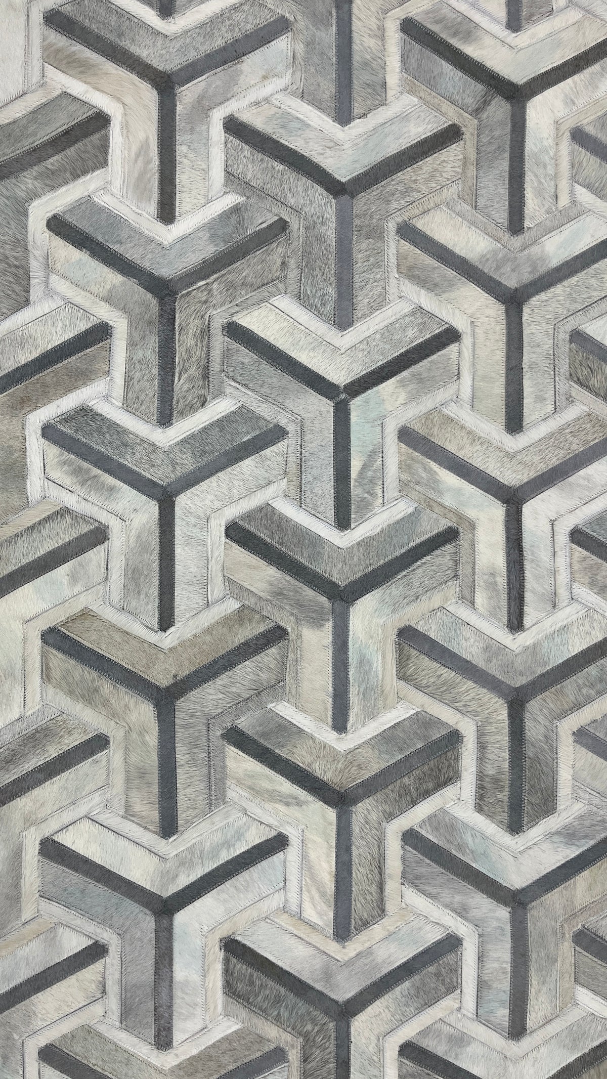 Grey Junction – Geometric patchwork leather rug
