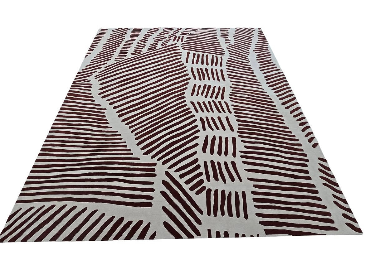 Organic Lines – Wollteppich in Terrakotta & Creme