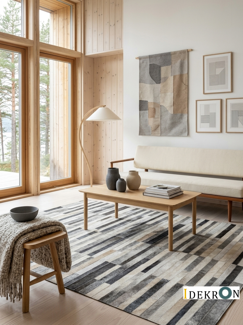 Stone Stripes – Patchwork leather rug