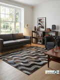 Natural Waves – Patchwork-Lederteppich mit Wellenmuster