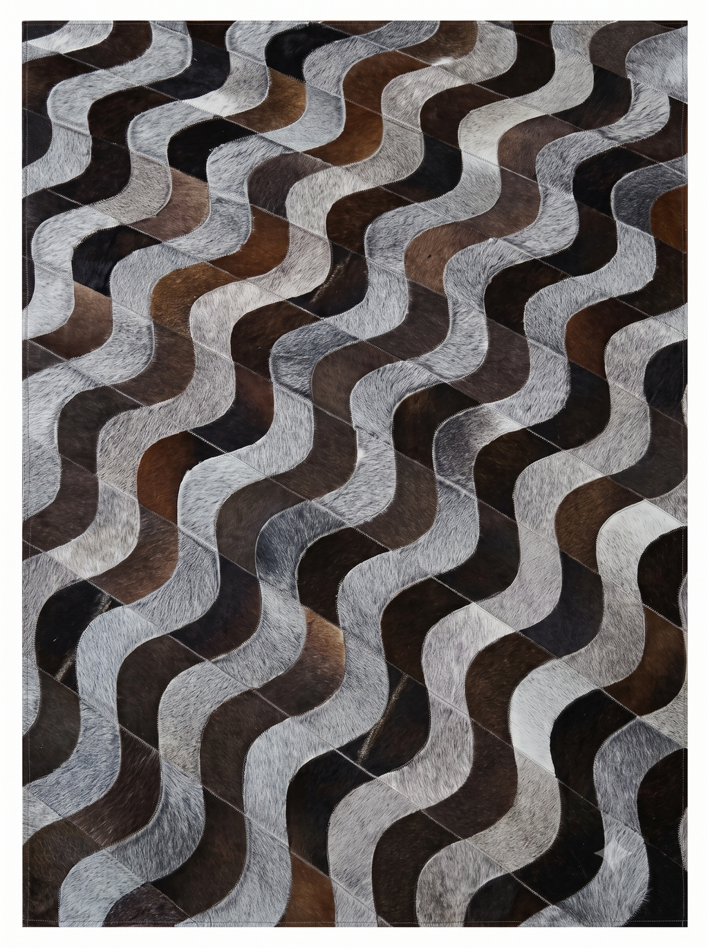 Natural Waves – Patchwork-Lederteppich mit Wellenmuster