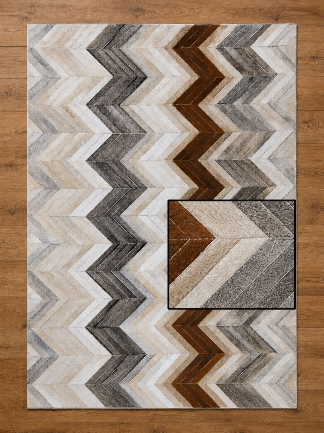 Chevron Harmony – Patchwork leather rug