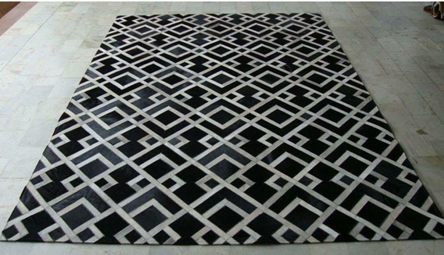 Monochrome Diamonds – Patchwork leather rug
