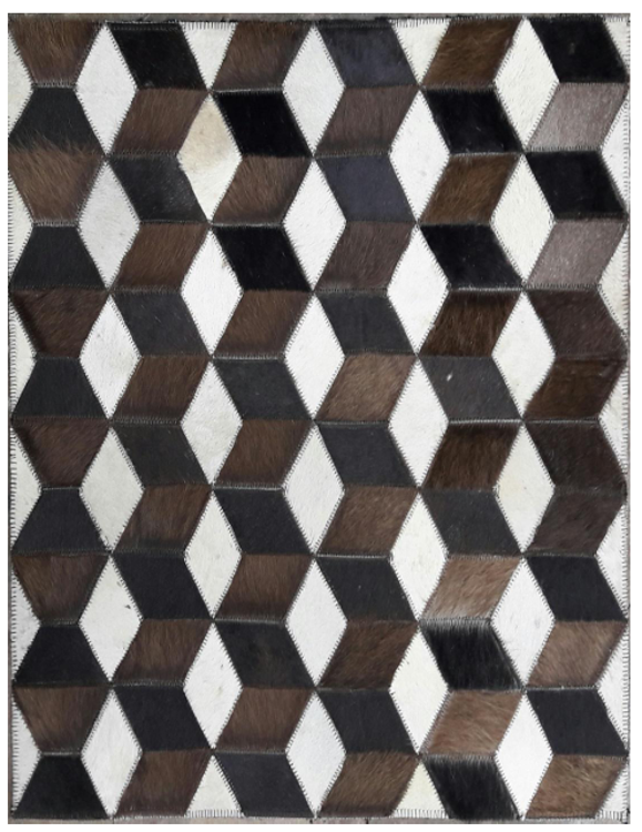 Terra Cubes – Geometric patchwork leather rug