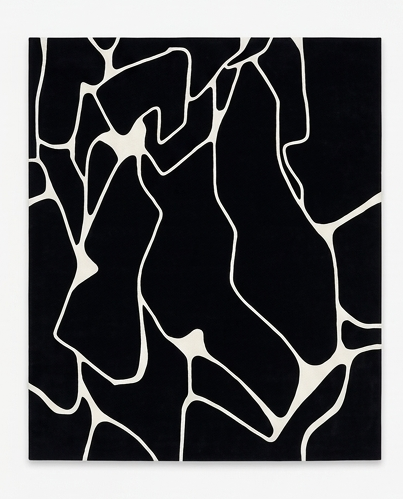 Monochrome Composition – Abstrakter Teppich in Schwarz-Weiß