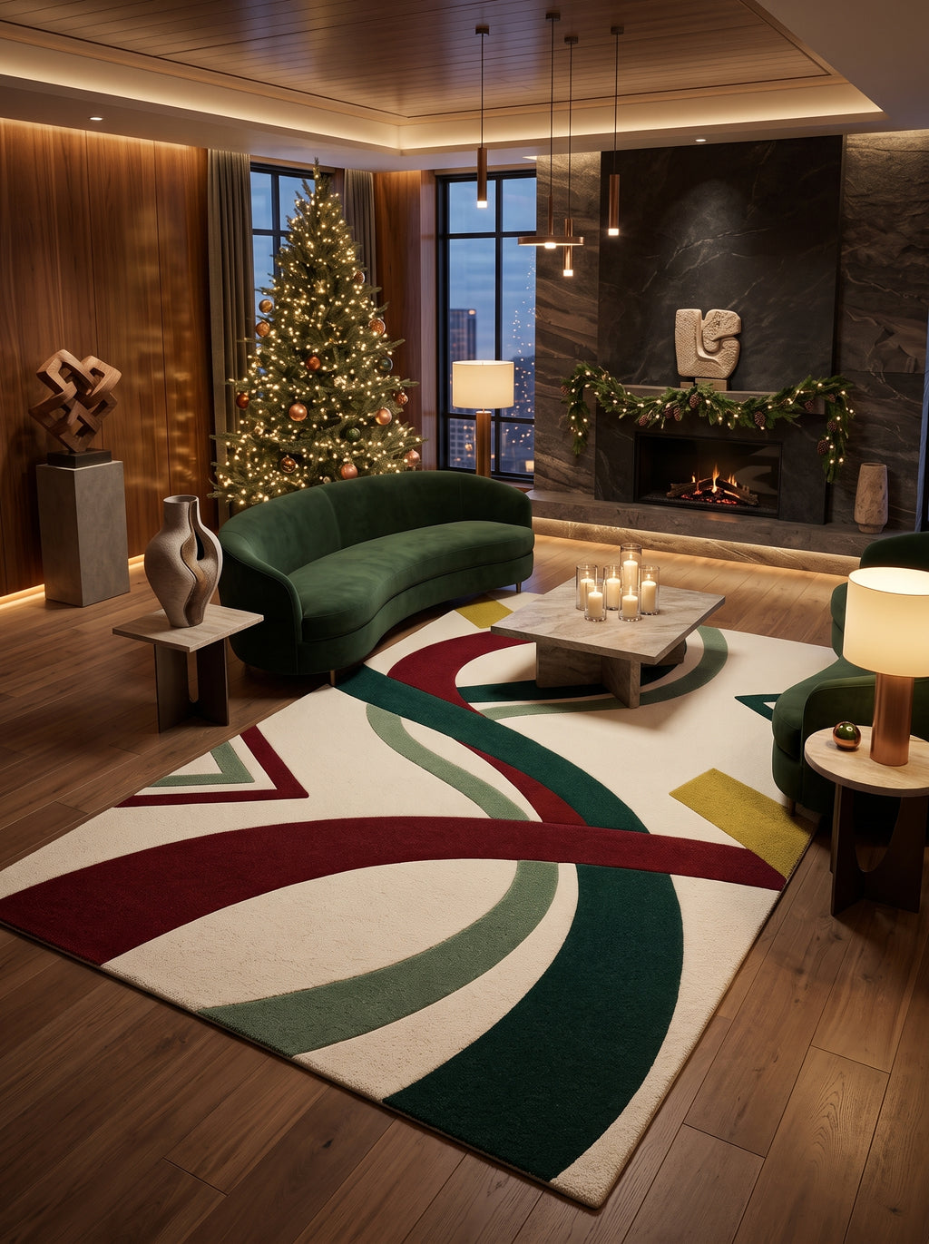 Festive Cadence – Teppich im eingerichteten Wohnzimmer