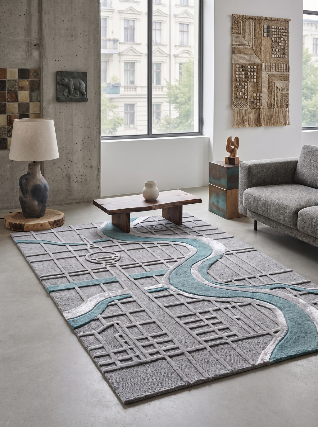 Berlin Riverlines – Handgetufteter Designteppich