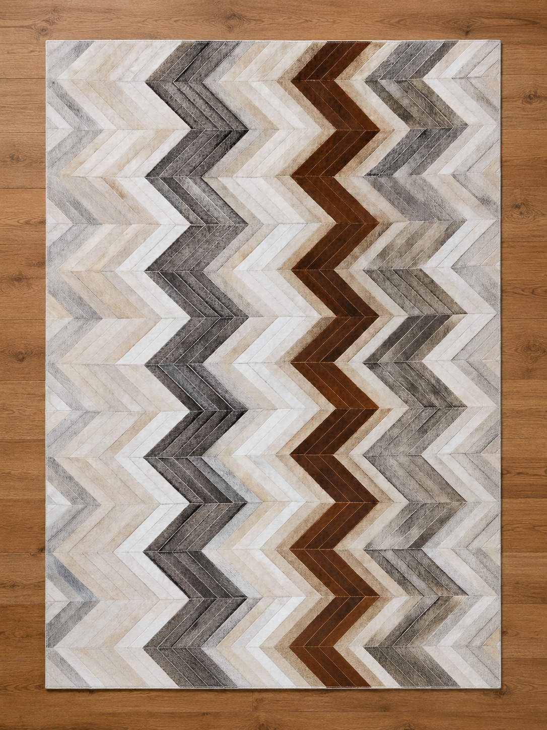 Chevron Harmony – Patchwork leather rug