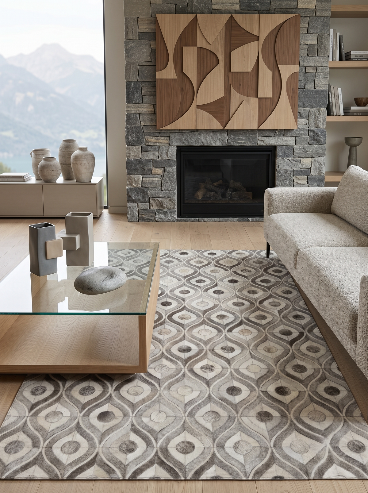 Retro Orbit – Patchwork leather rug
