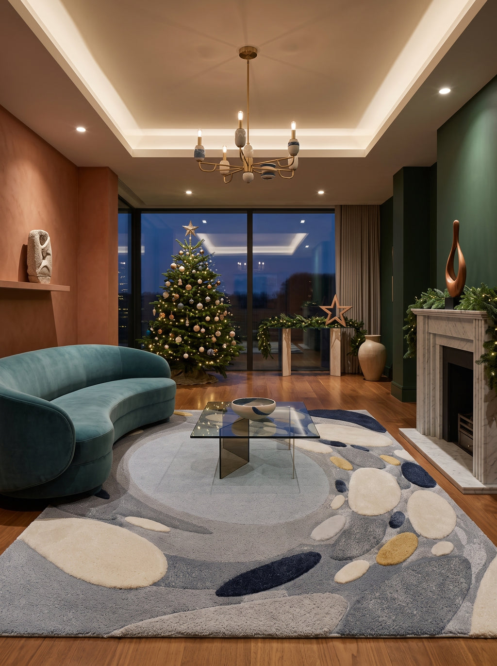 Snowglobe Still – Teppich im eingerichteten Wohnzimmer