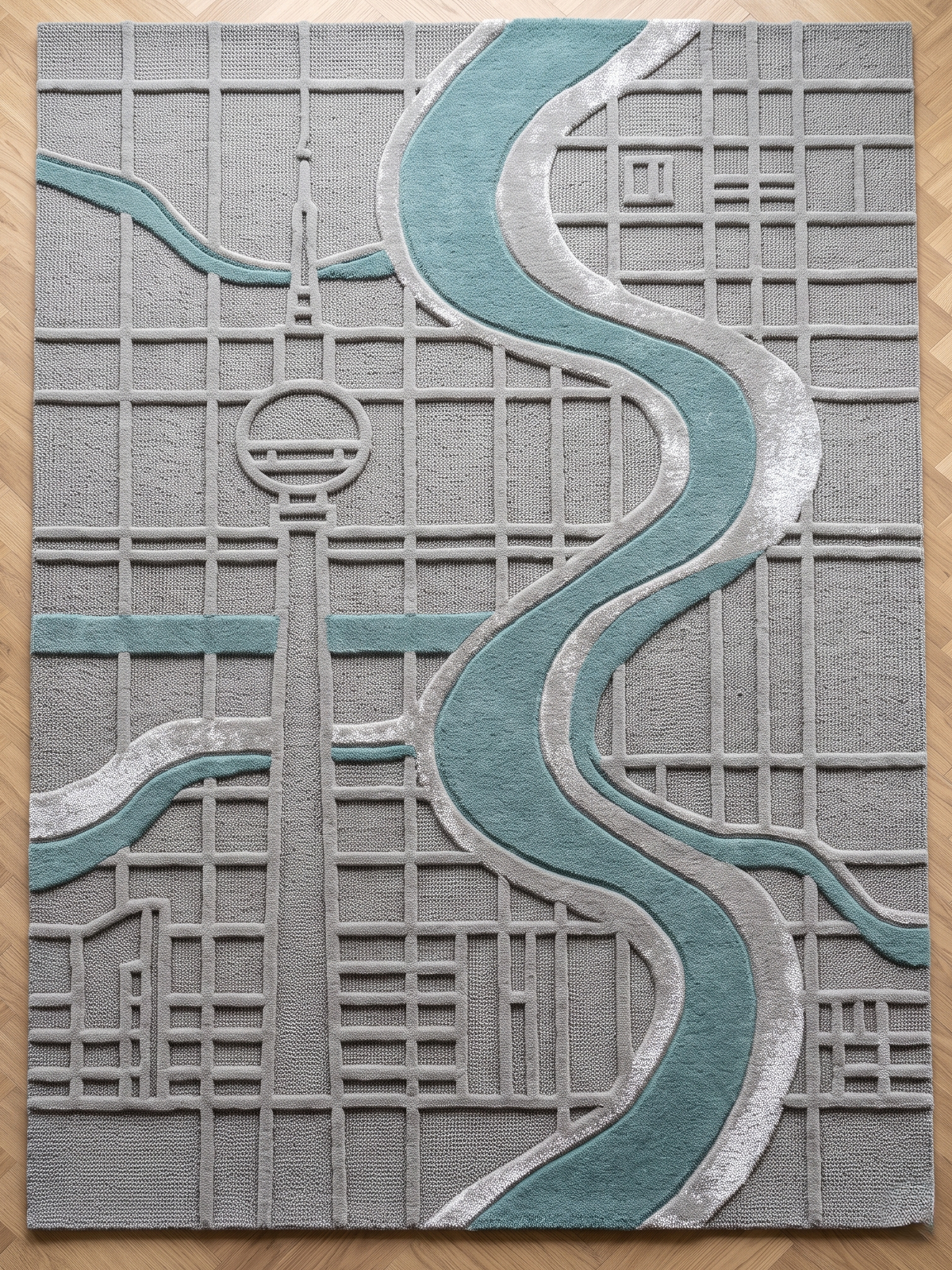 Berlin Riverlines – Handgetufteter Designteppich